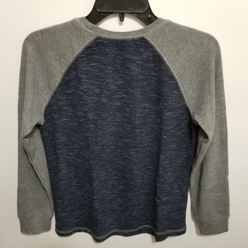 Arizona Jeans Long Sleeve Crew Neck Thermal Knit Shirt Blue Grey Boys Size Large - Picture 2 of 4
